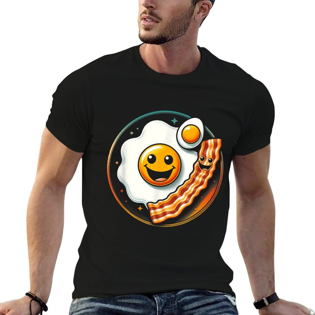Egg And Bacon Smile Face Funny Breakfast Food Lover Meme  Trendy Pattern T-Shirt