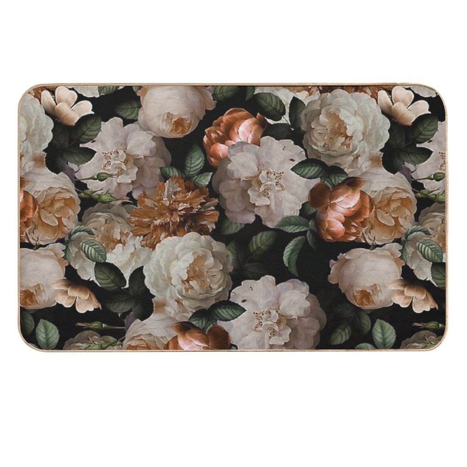 Antique Jan Davidsz. De Heem Lush Roses Flowers On Black Botanical Night GardenPattern Nightgarden  Fade-Resistant Bath Mat