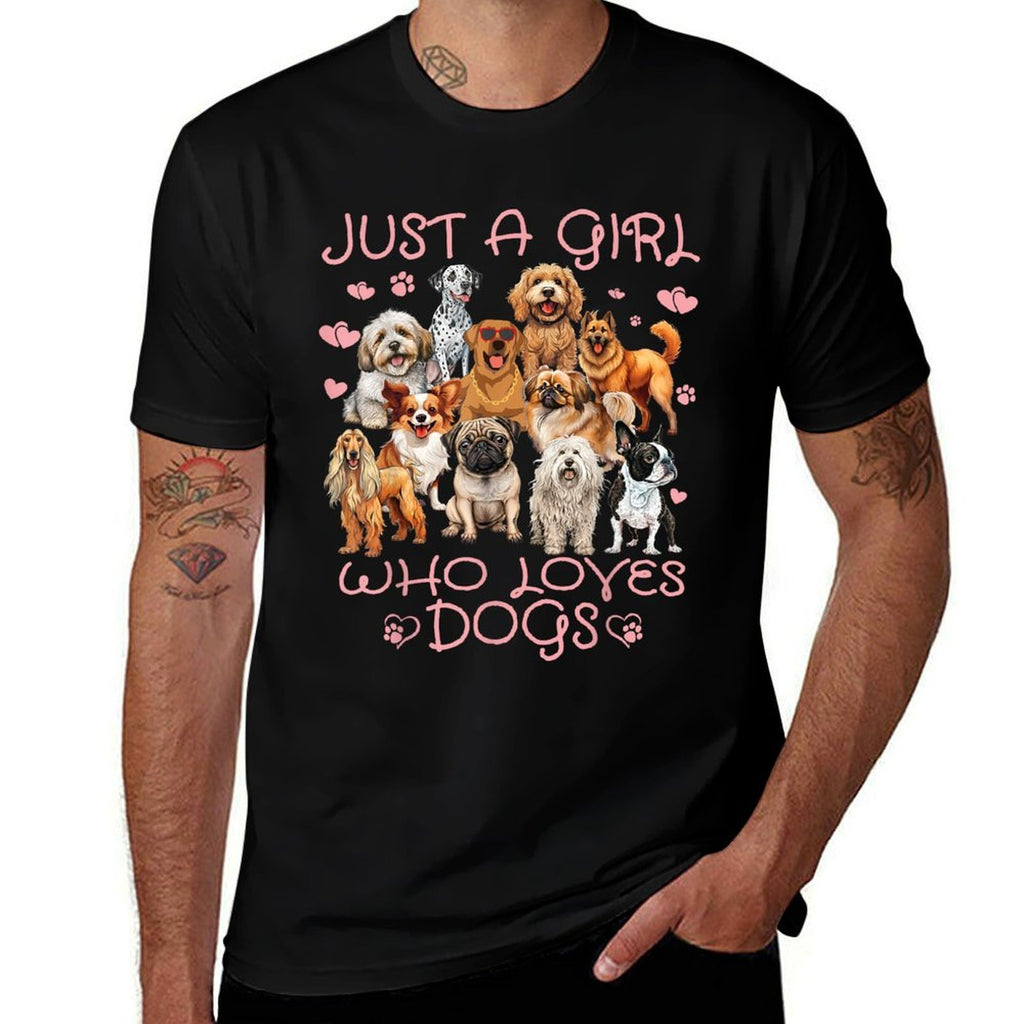 Funny Cute Dog Puppy Lover Just A Girl Who Loves Dogs  Tagless Design T-Shirt