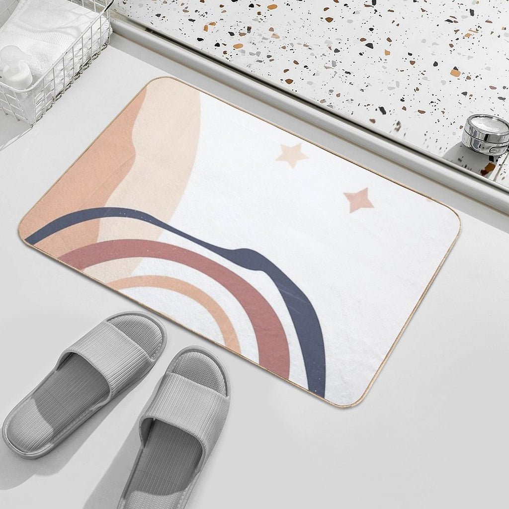 Mountain Haze 2 - Landscape Line Art Abstract Simple Lines  Stain-Proof Bath Mat