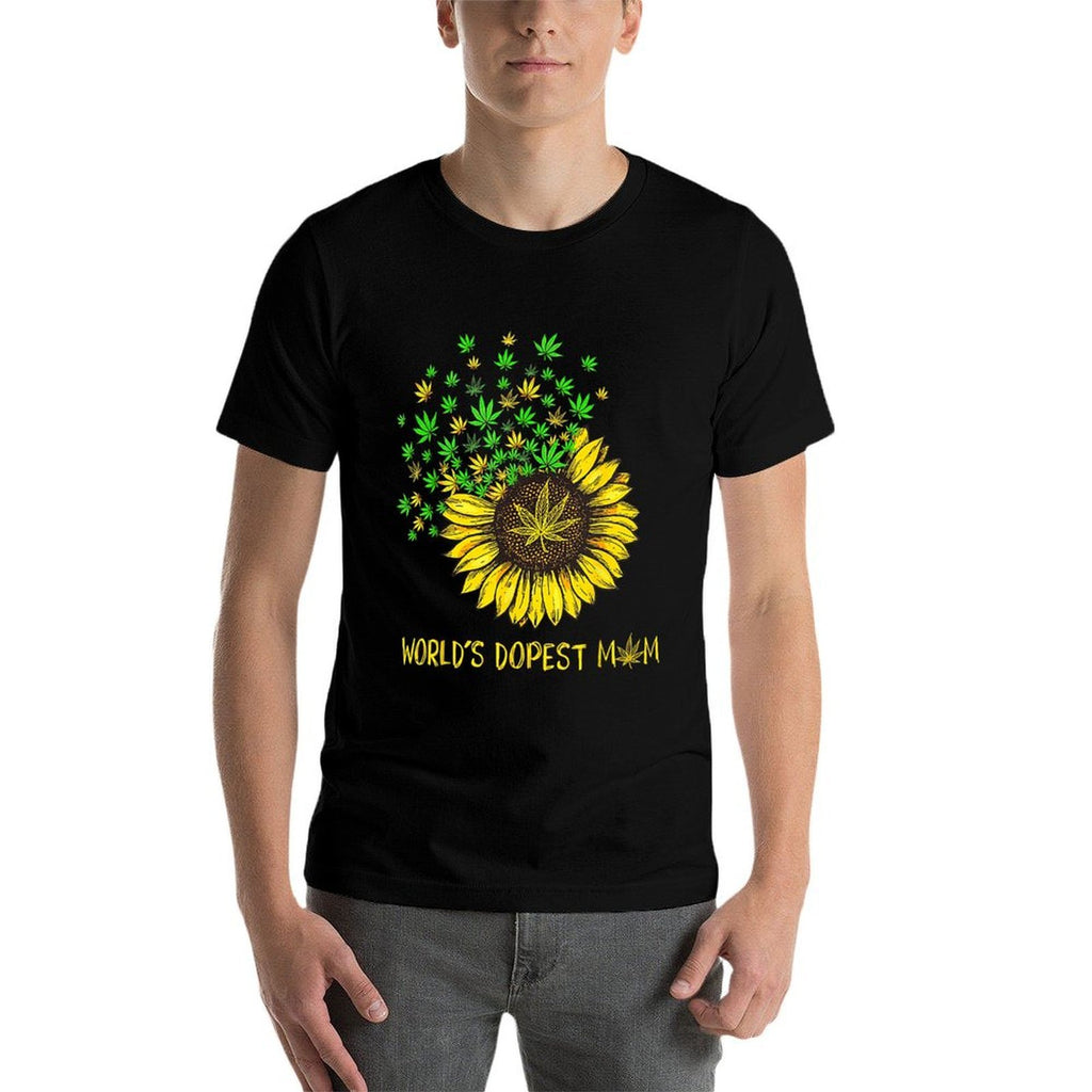 World's Dopest Mom Sunflower Weed 420 Canabis  Soft T-Shirt