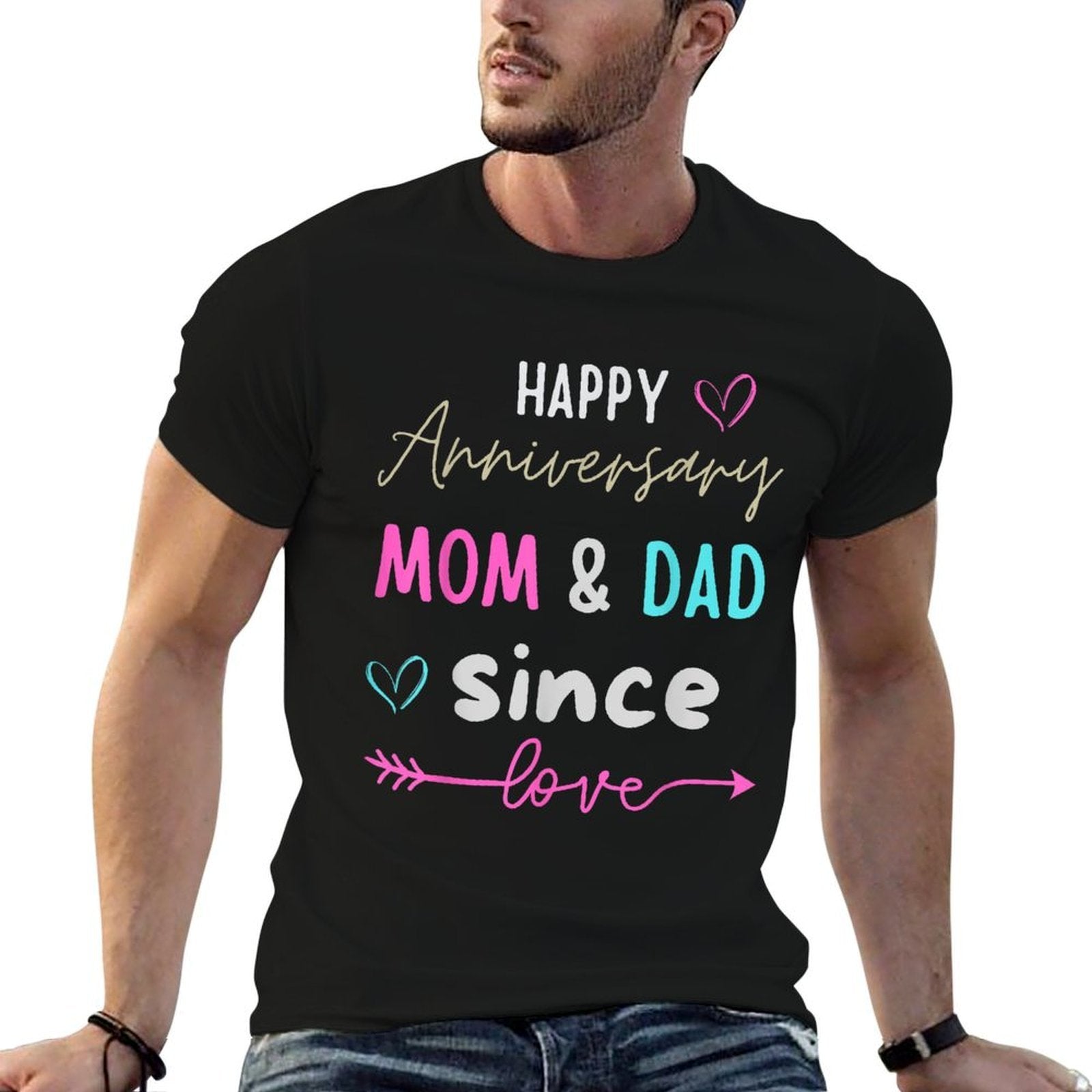 A Cute Family Parents Day Happy Anniversary Mom And Dad  Relaxed-fit T-Shirt