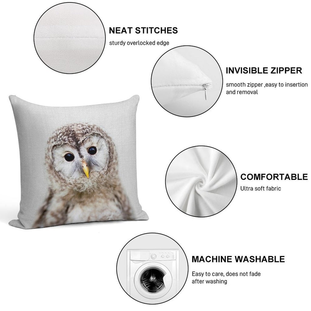 Baby Owl - Colorful Soft Bedroom Essential Throw Pillow