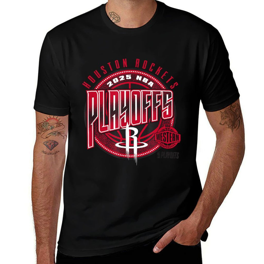 NBA Official Houston Rockets 2025 Playoffs Game Day  Durable T-Shirt