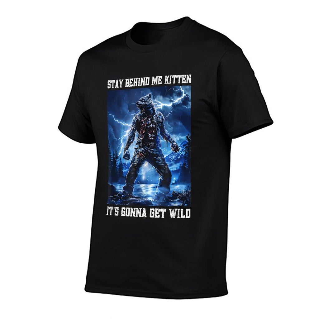 Stay Behind Me Kitten Cringy Werewolf Meme Cringe Alpha Wolf  Soft T-Shirt
