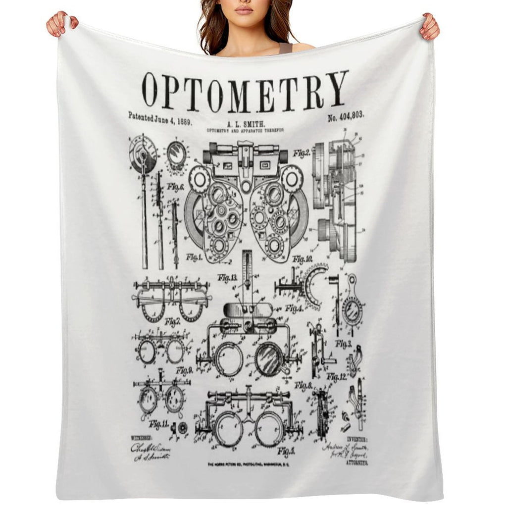Optometrist Optometry Eye Doctor Tools Vintage Patent Print Gift-ready Throw Blanket