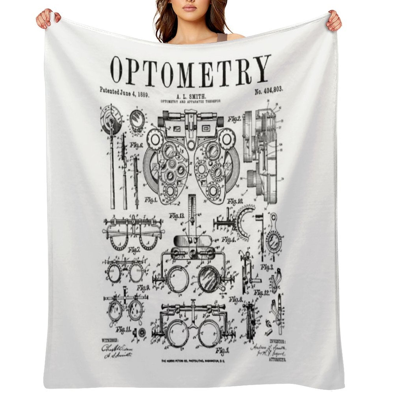 Optometrist Optometry Eye Doctor Tools Vintage Patent Print Gift-ready Throw Blanket