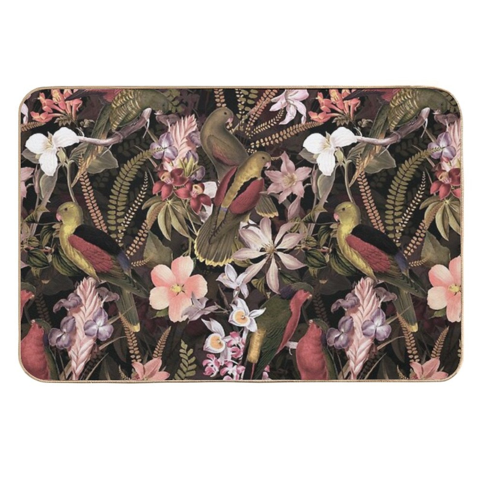 Vintage Parrot Jungle Botanical Garden 1 Nightgarden  Easy Maintenance Bath Mat