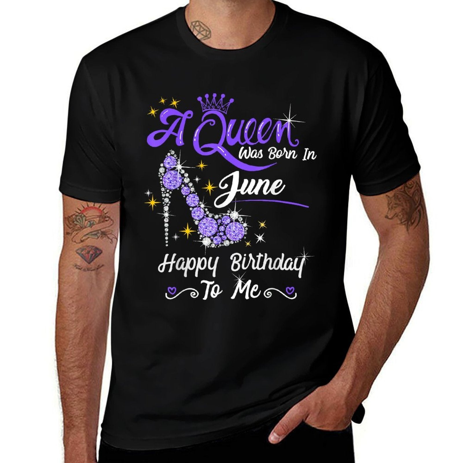 A Queen Was Born in June Happy Birthday To Me High Heel  Quick-drying T-Shirt