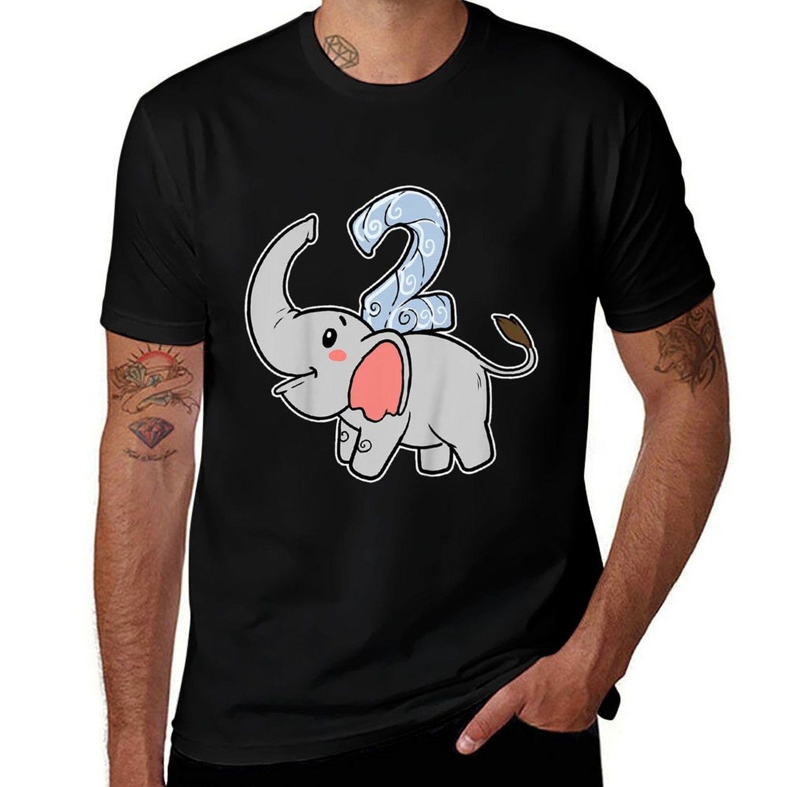Kids Happy Birthday Party 2 Two Years Elephant Second Year Birth  Lightweight T-Shirt