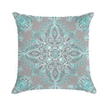 Teal And Aqua Lace Mandala on Grey Soft Skin-Friendly Throw Pillow