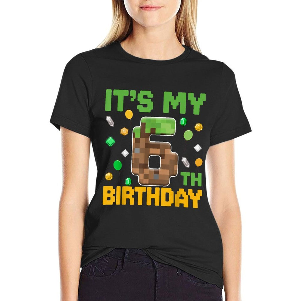 Kids It's My 6th Birthday Video Game Pixel Birthday Boy  Tagless Design T-Shirt