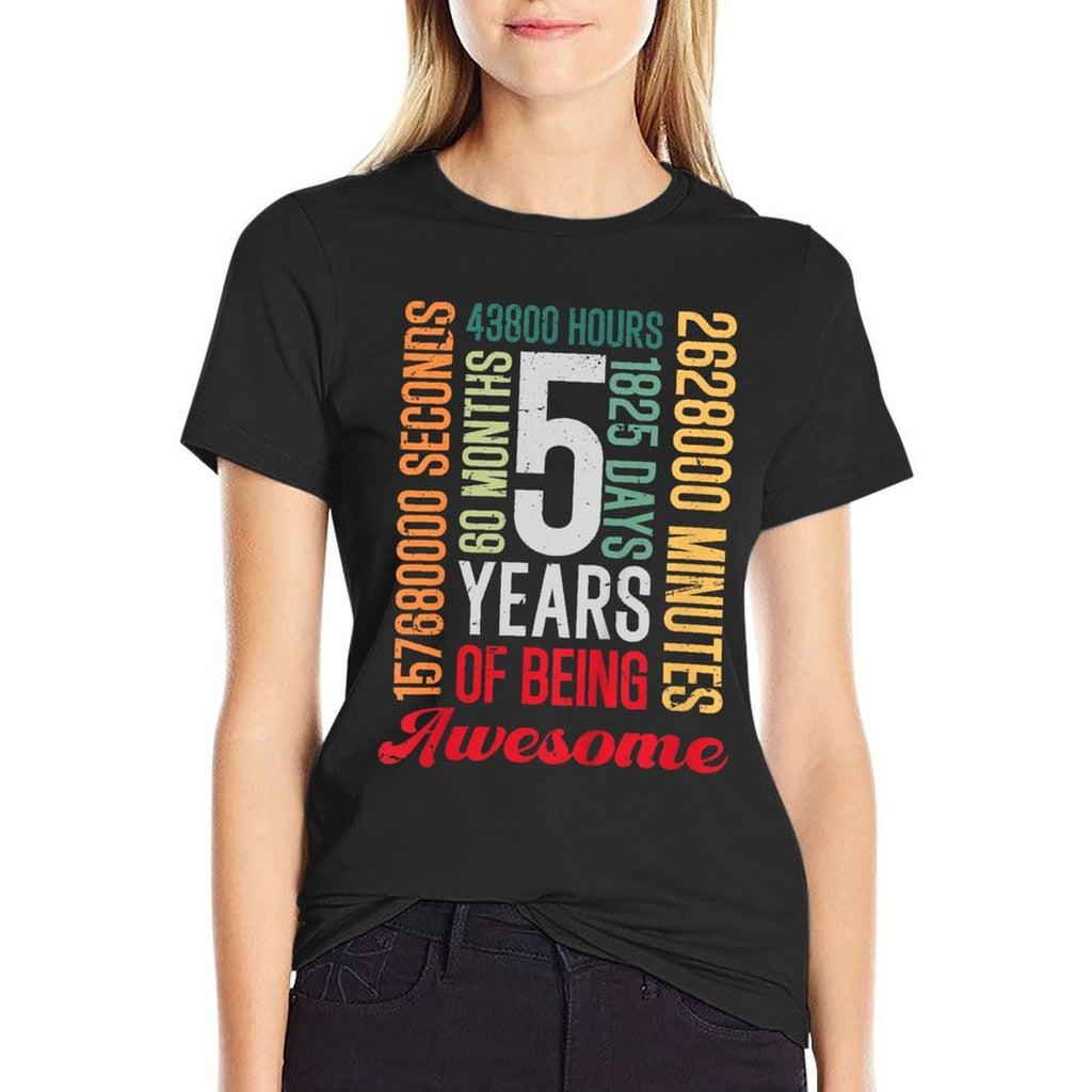 Kids 5th Birthday 5 Years Old Vintage Retro 60 Months Boy Girl  Stretchy T-Shirt