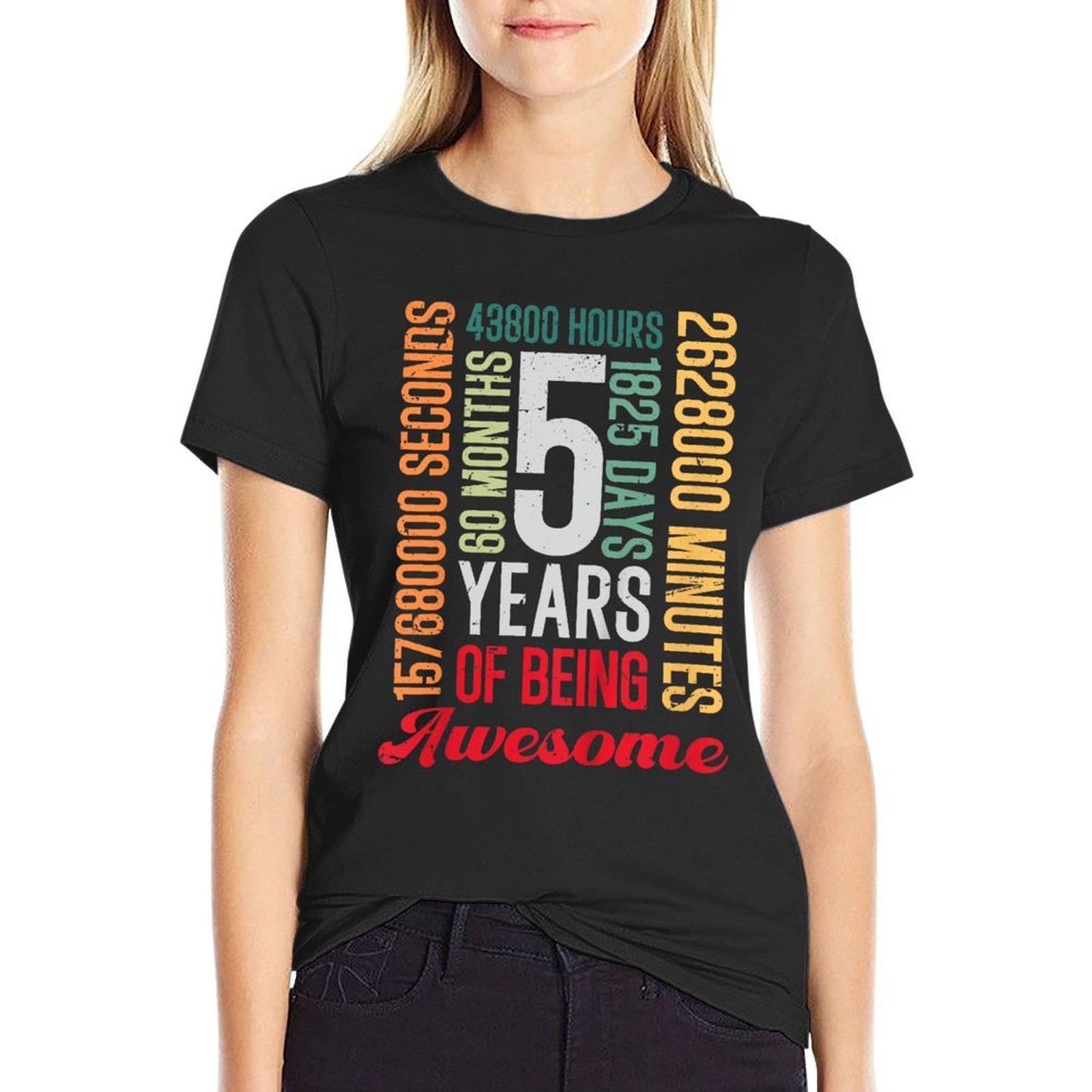 Kids 5th Birthday 5 Years Old Vintage Retro 60 Months Boy Girl  Stretchy T-Shirt