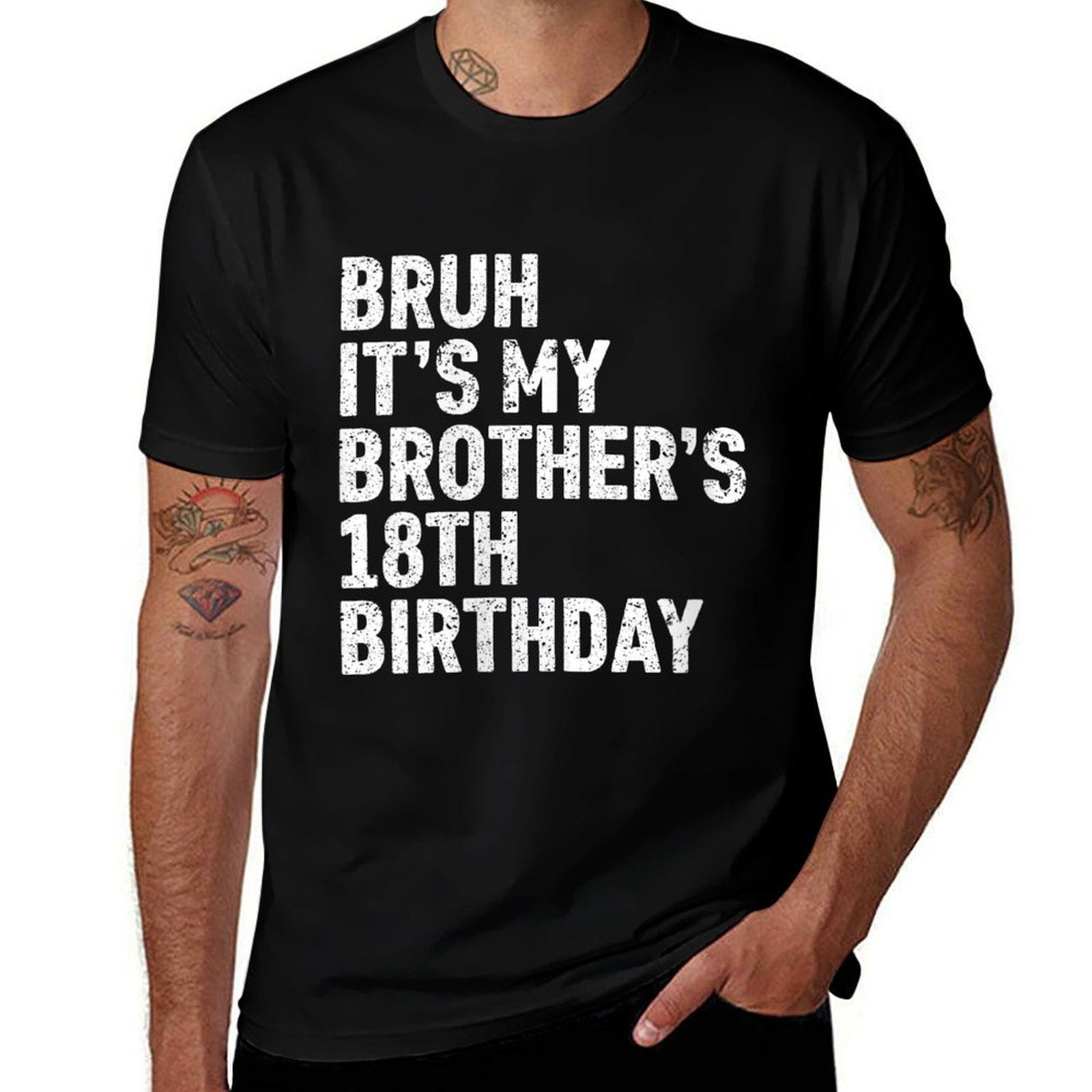 Womens Bruh It's My Brother's 18th Birthday 18 Year Old Happy Funny  Tagless Design T-Shirt