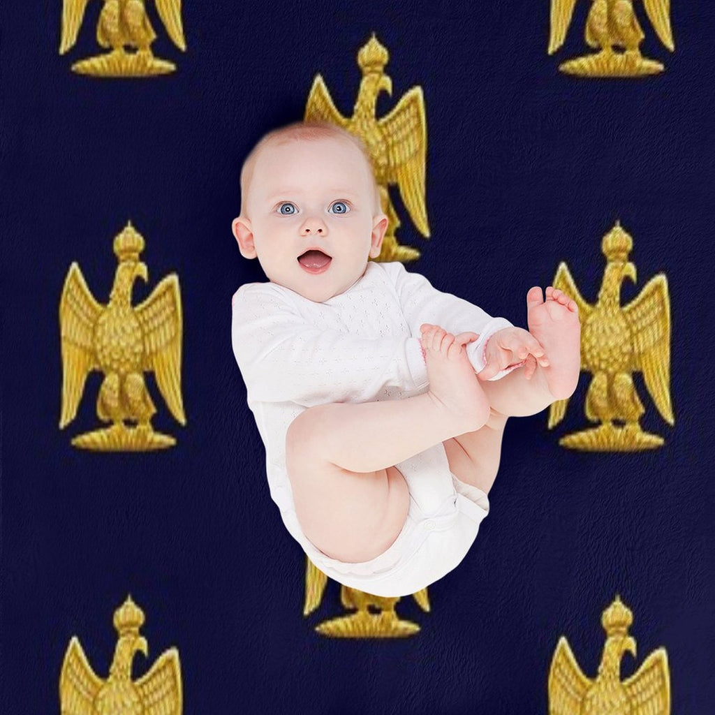 Napoleonic Imperial Eagle Blue Plush Throw Blanket