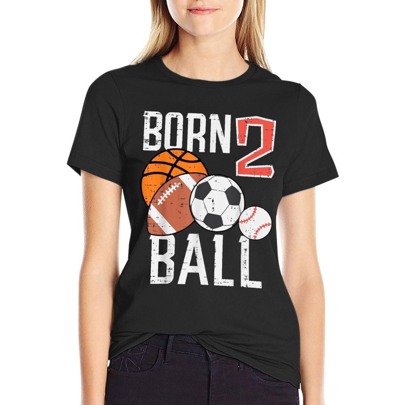 Born Basketball Football 2nd Birthday Toddler Boy Kid  Breathable T-Shirt