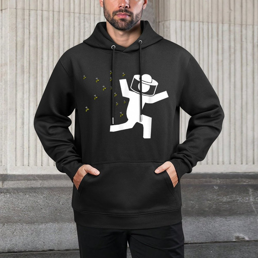 Beekeeper Chased by Bees Funny Running Beekeeper Medium-Weight Fabric Hoodie
