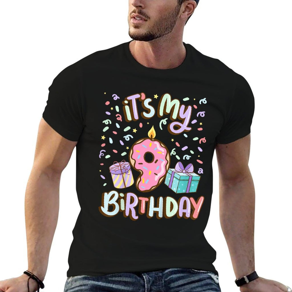 It's My 9th Birthday Cake Donut 9 Year Old Confetti  Slim-fit Cut T-Shirt