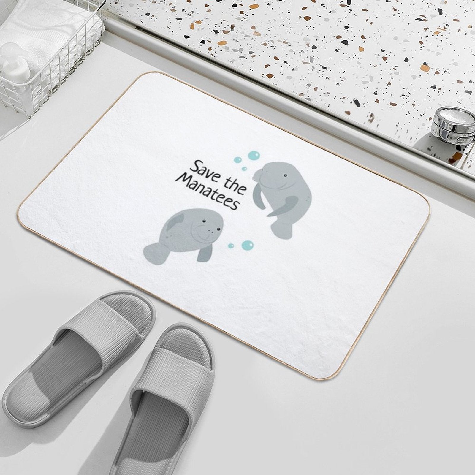 Save The Manatees  Anti-Trip Bath Mat
