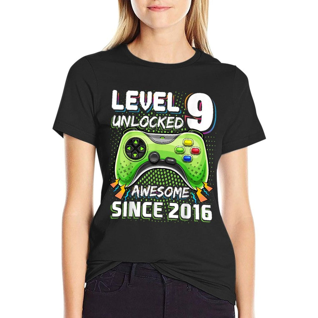 9th Birthday Boy Level 9 Gamer 9 Year Video Game Party  Tagless Design T-Shirt