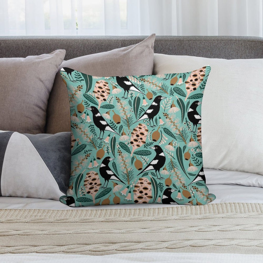 Australian Bush Magpies Soft Anti-Pilling Throw Pillow