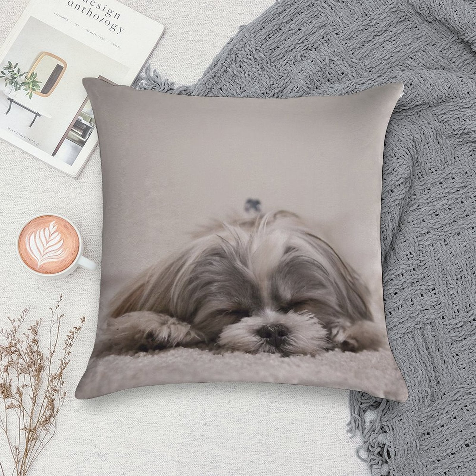 Shih Tzu Sleeping Soft Multiple Sizes Throw Pillow