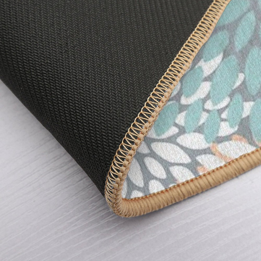 Floral Bloom, Navy, Peach, Aqua, Gray  Versatile Bath Mat