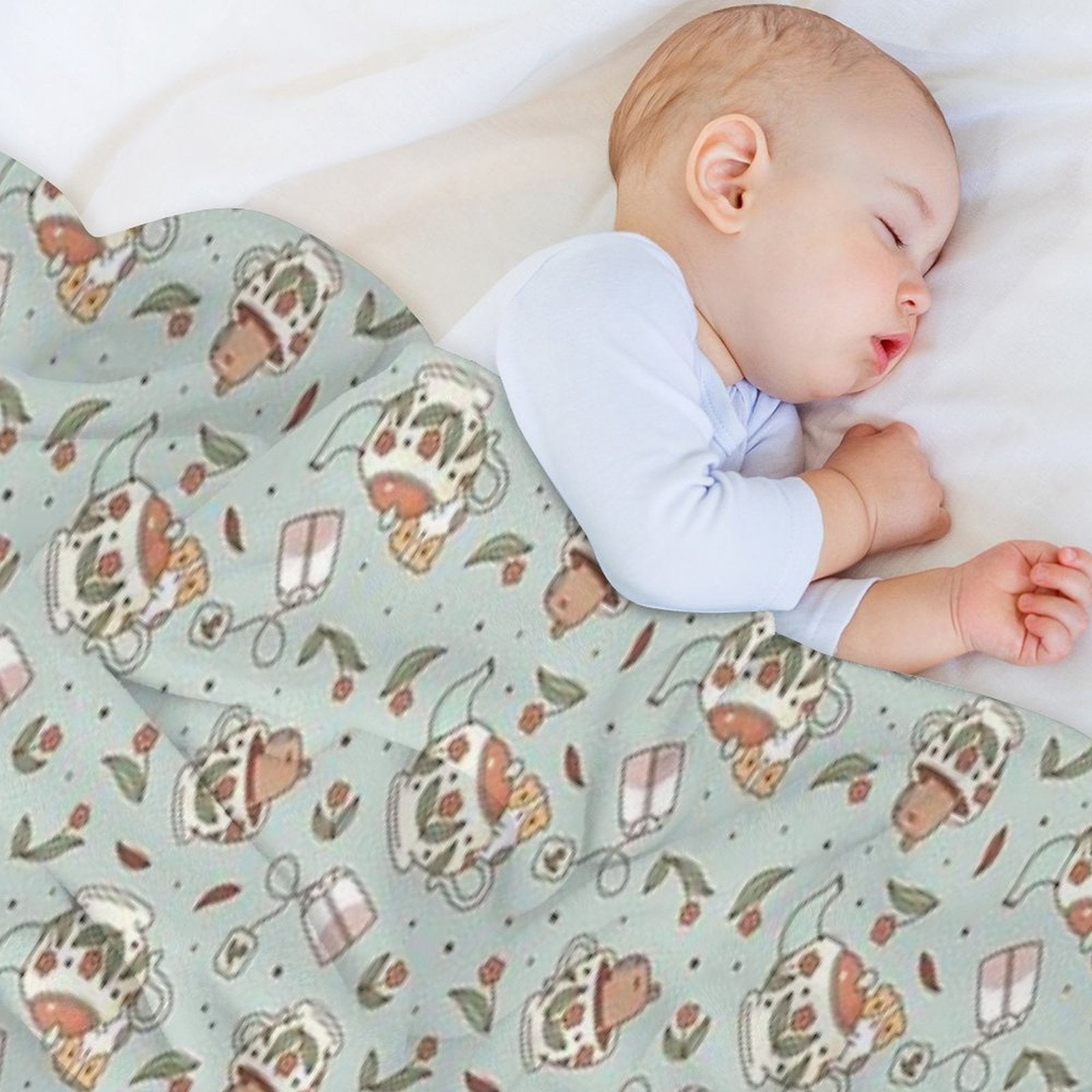 Guinea Pig And Capybara Tea Party Pattern, Bubu And Moonch Versatility Throw Blanket