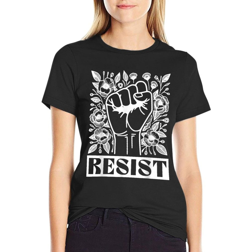 Resist Floral Political Protest Strong Women  Polyester Blend T-Shirt