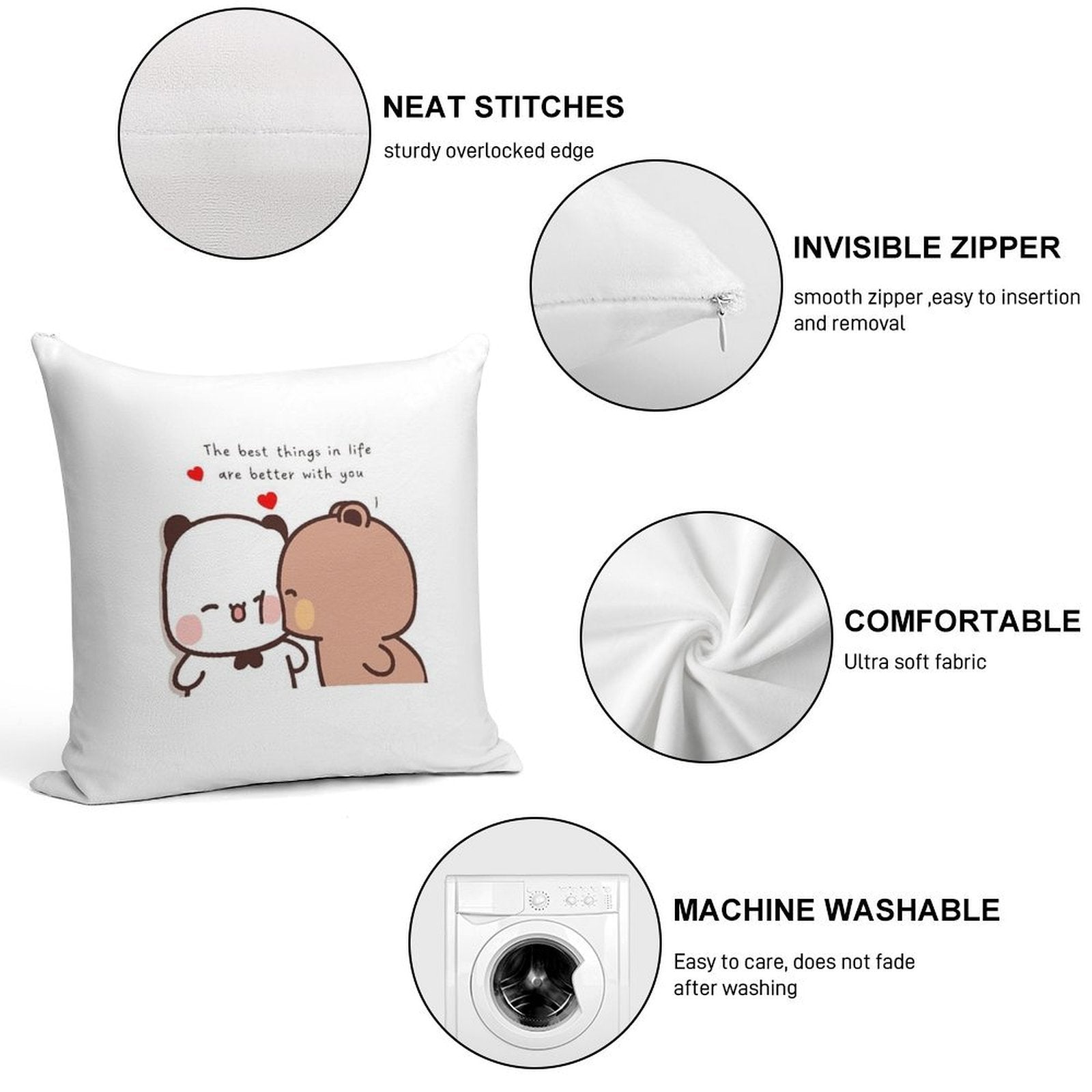The Best Things In Life Are Better With You Bubu And Dudu 2023 Soft Skin-Friendly Throw Pillow