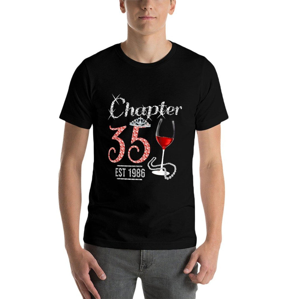 Chapter 35 Years Est 1986 50th Birthday Wine Pink Crown  Quick-drying T-Shirt