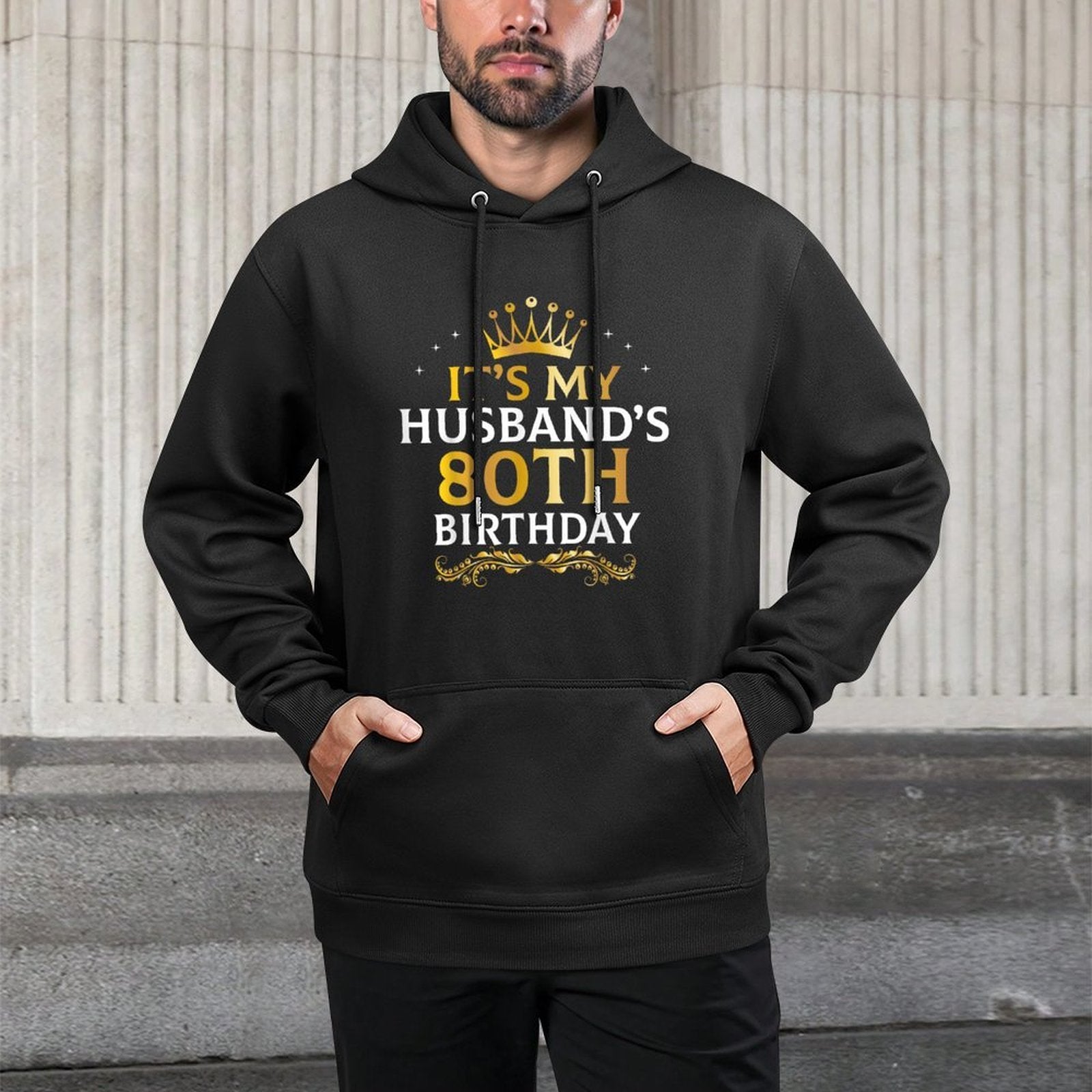 It's My Husband's 80 Year Old Birthday Couple 80th B-Day Cotton-Polyester Blend Hoodie