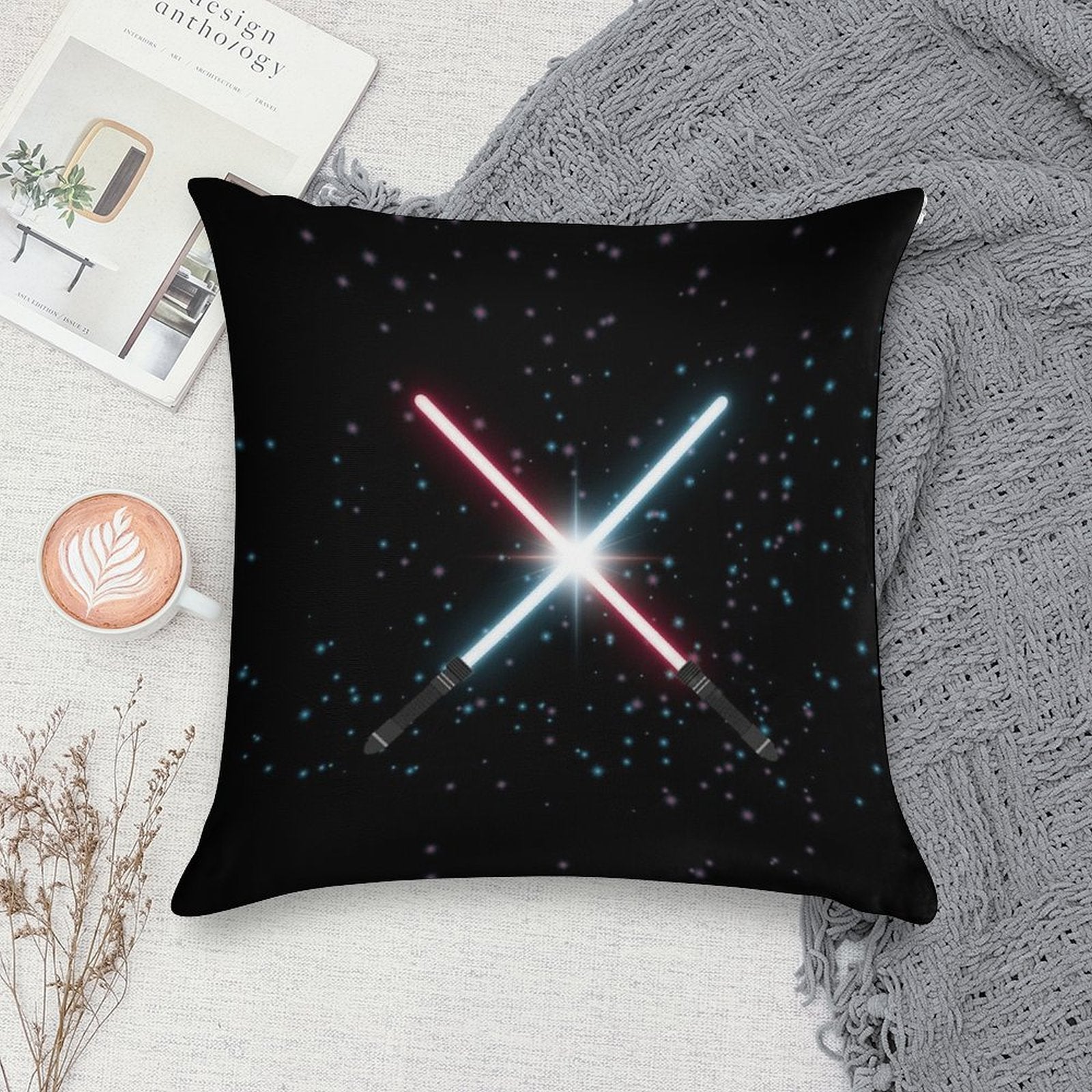 Lightsaber Stardust Soft Luxury Feel Throw Pillow