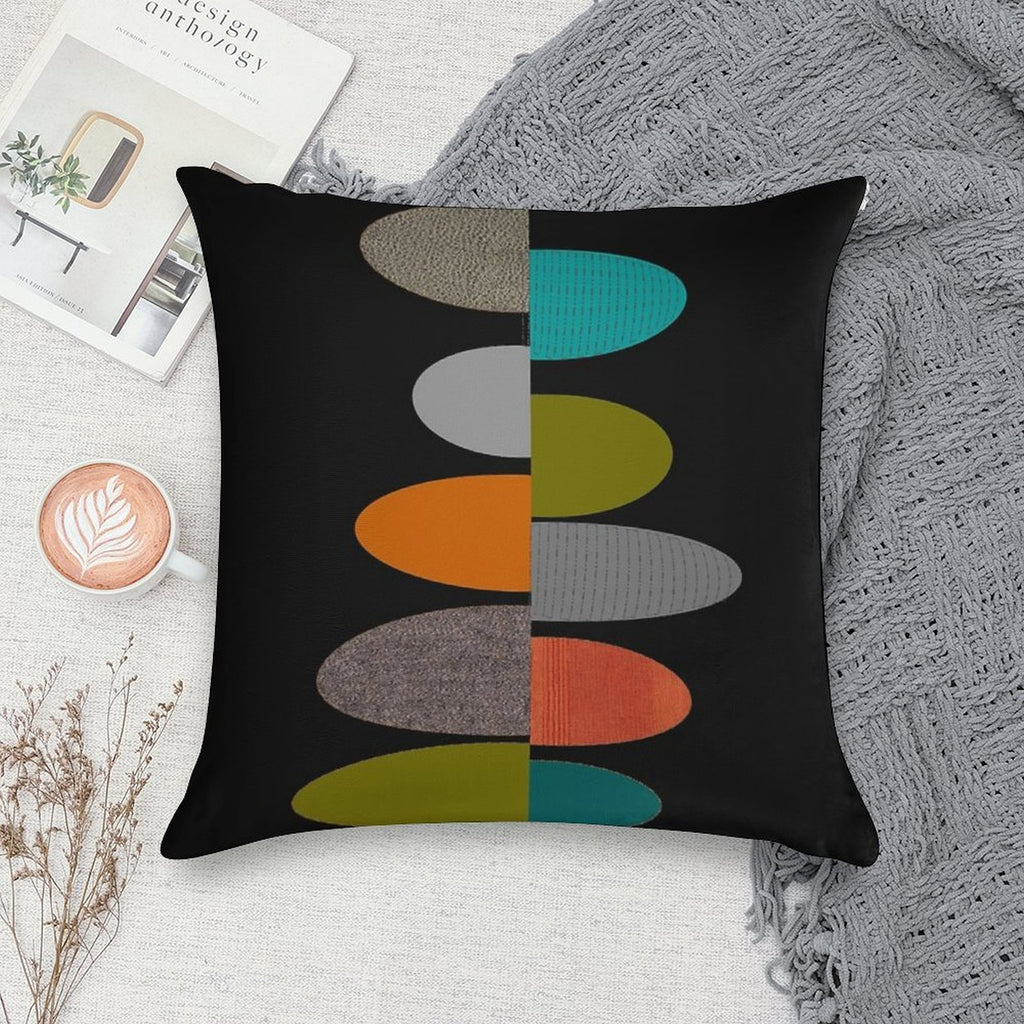 Mid-Century Modern Ovals Soft Short Plush Fabric Throw Pillow