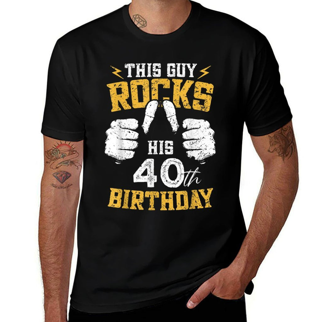 Mens 40 Years Old - This Guy Rocks His 40th Birthday  Heathered Texture T-Shirt