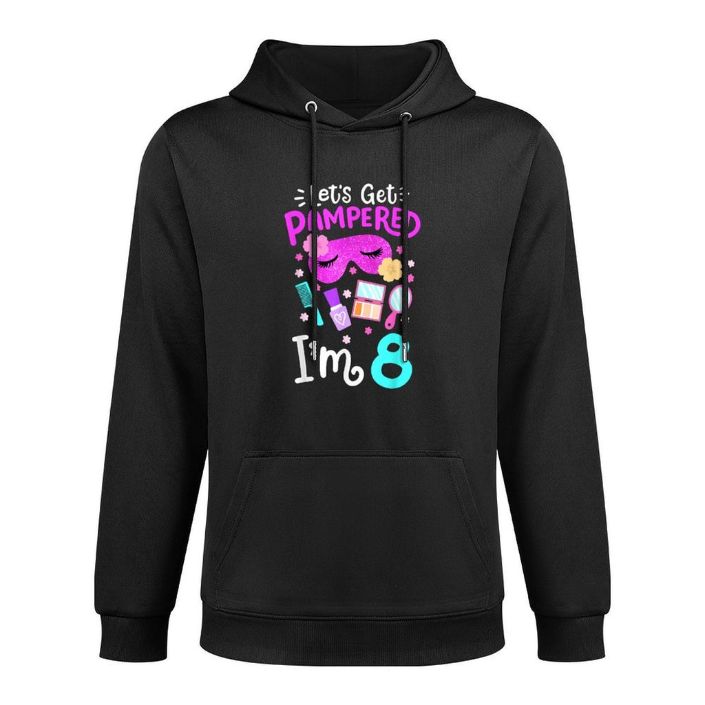 Spa Birthday Party Let's Get Pampered I'm 8 Girls 8th Bday Kangaroo Pocket Hoodie