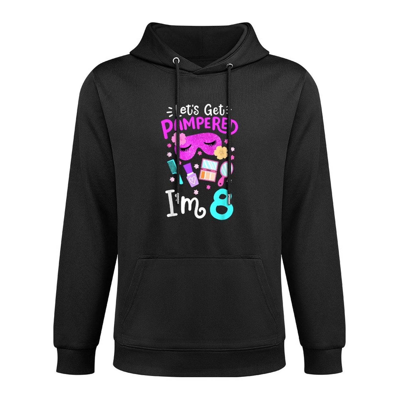 Spa Birthday Party Let's Get Pampered I'm 8 Girls 8th Bday Kangaroo Pocket Hoodie