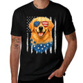American Golden Retriever USA Retro 4th Of July  Polyester Blend T-Shirt