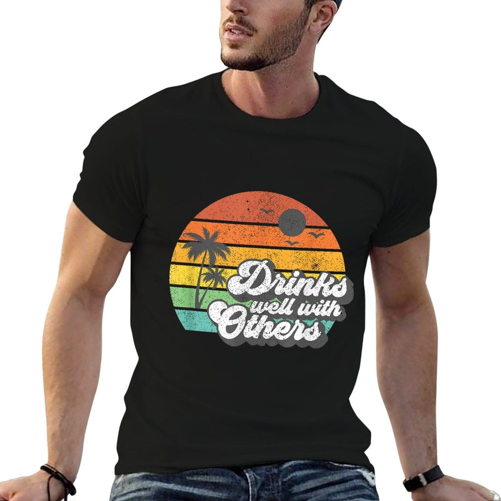 Drinks Well With Others Funny Retro Beach Summer Women Gift  Soft T-Shirt