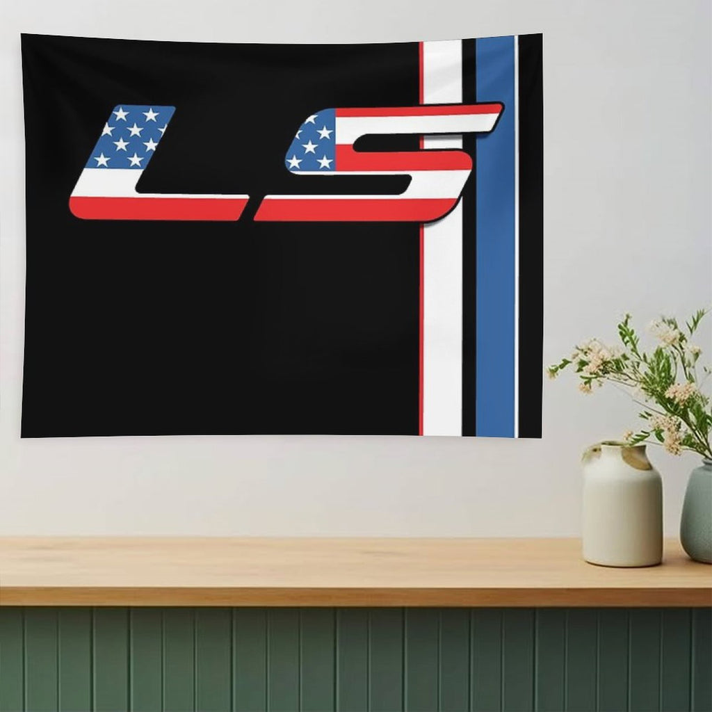 LSX Murica USA V8 Racing LS Flag Stripes Tapestry