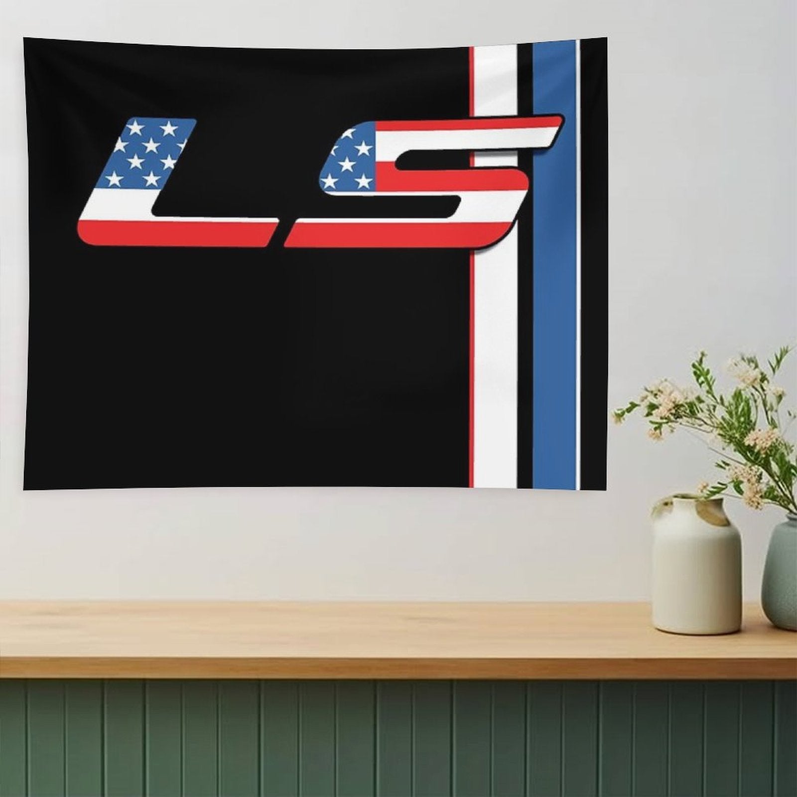 LSX Murica USA V8 Racing LS Flag Stripes Tapestry
