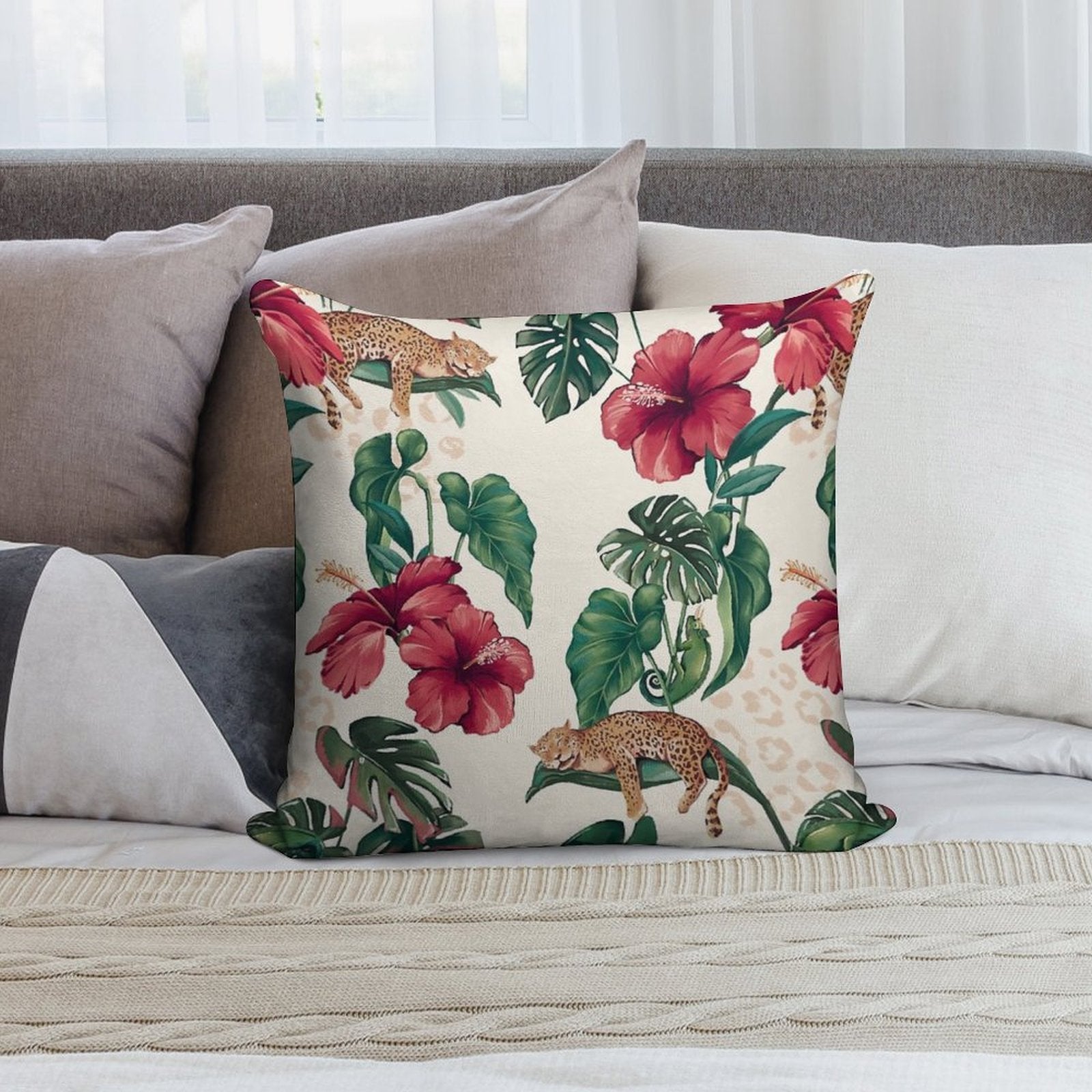 The White Lotus Wallpaper Soft Short Plush Fabric Throw Pillow