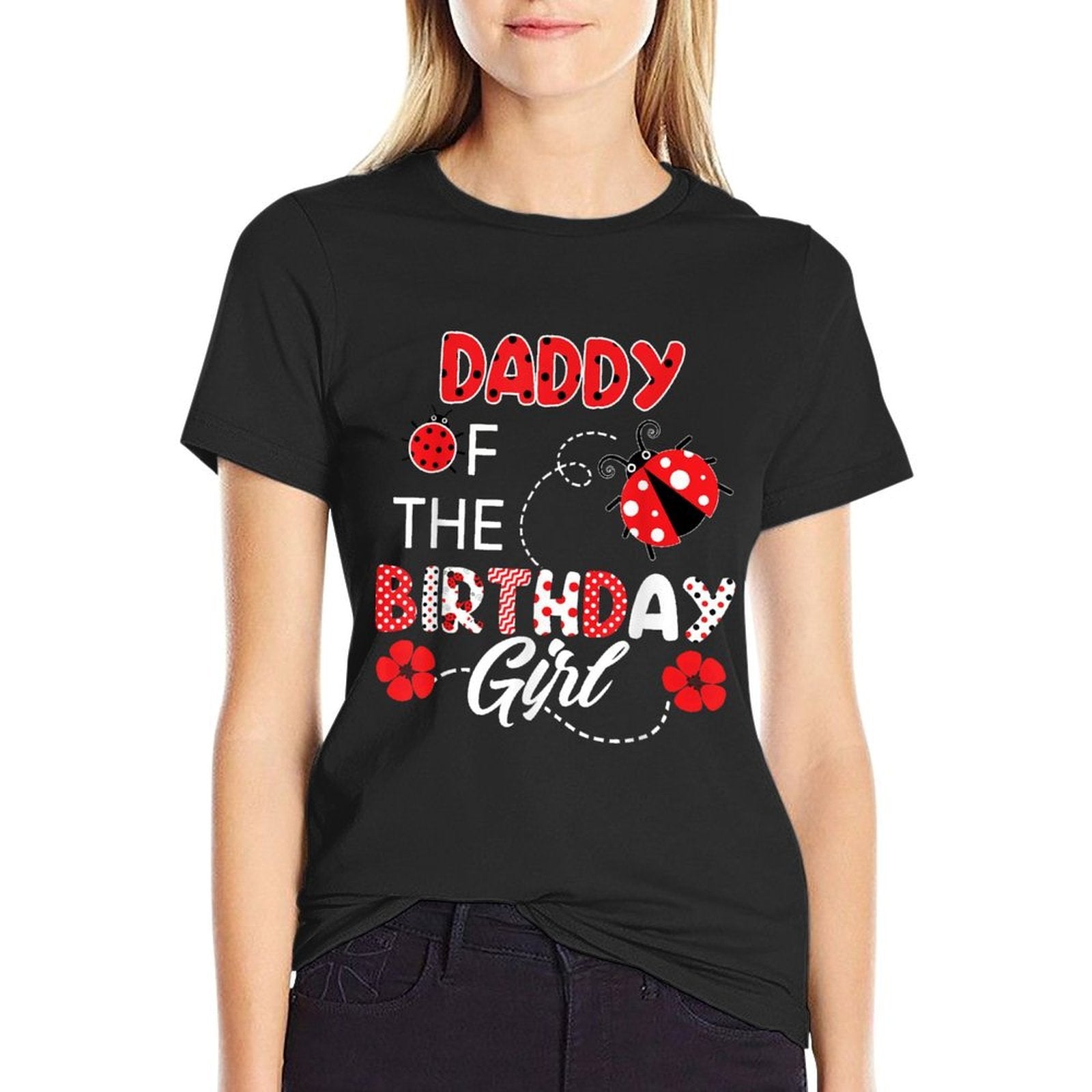 Daddy Of The Birthday Girl - Family Ladybug Birthday  Rolled Sleeves T-Shirt