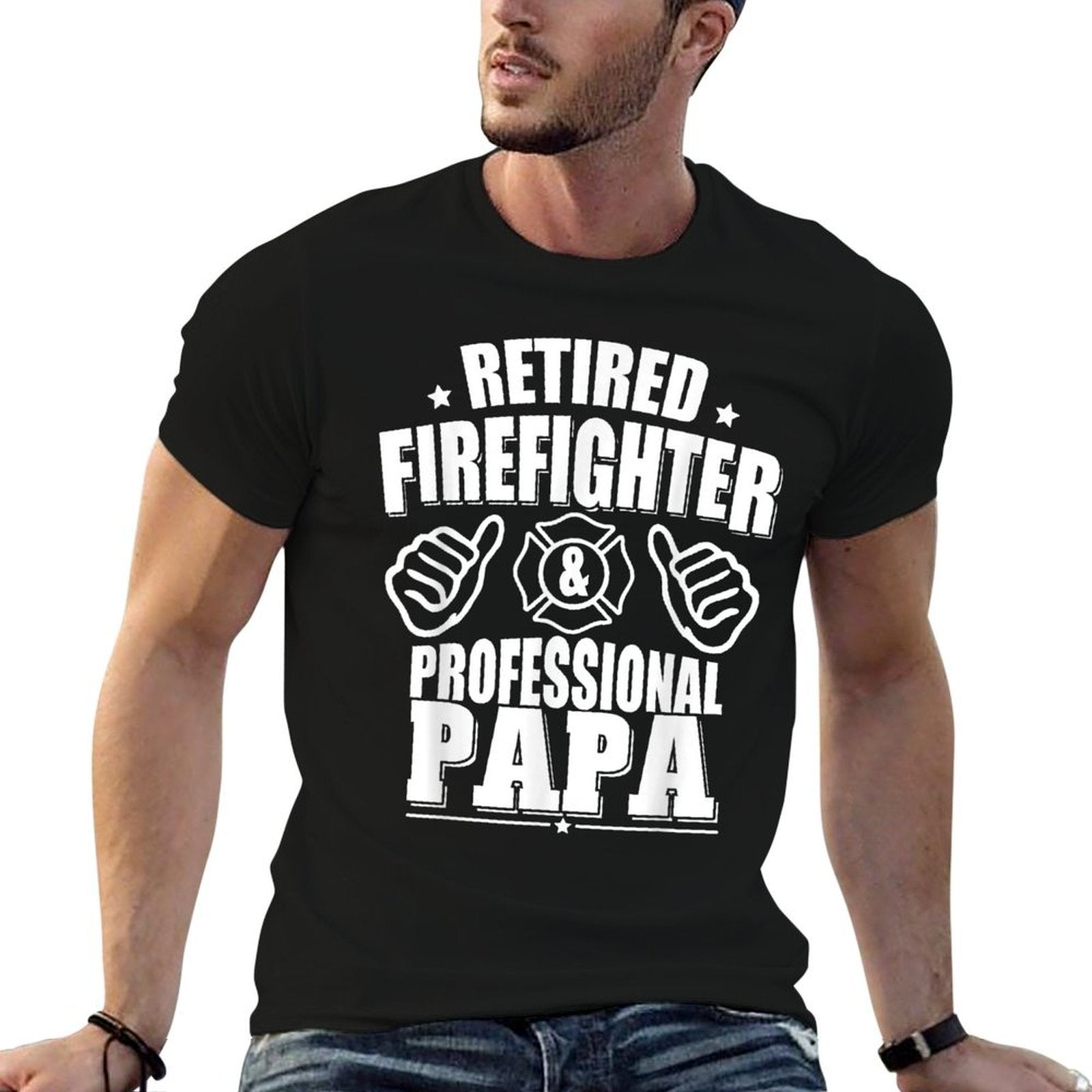 Retired Firefighter & Papa Retirement Gift  Breathable T-Shirt