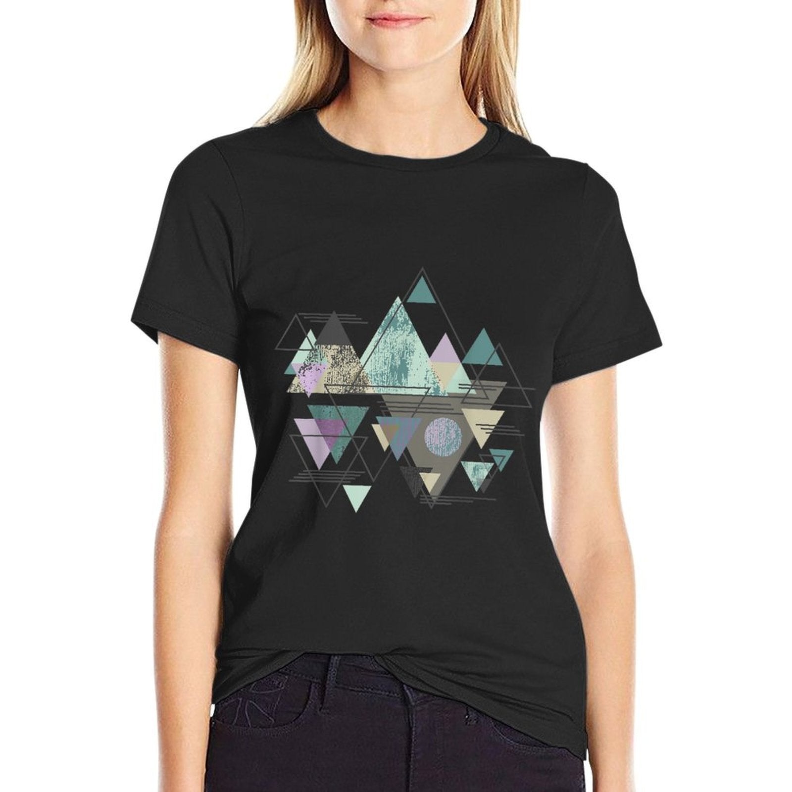 Funny Geometric Mountain Abstract Geometry Outdoor Gifts  Stretchy T-Shirt