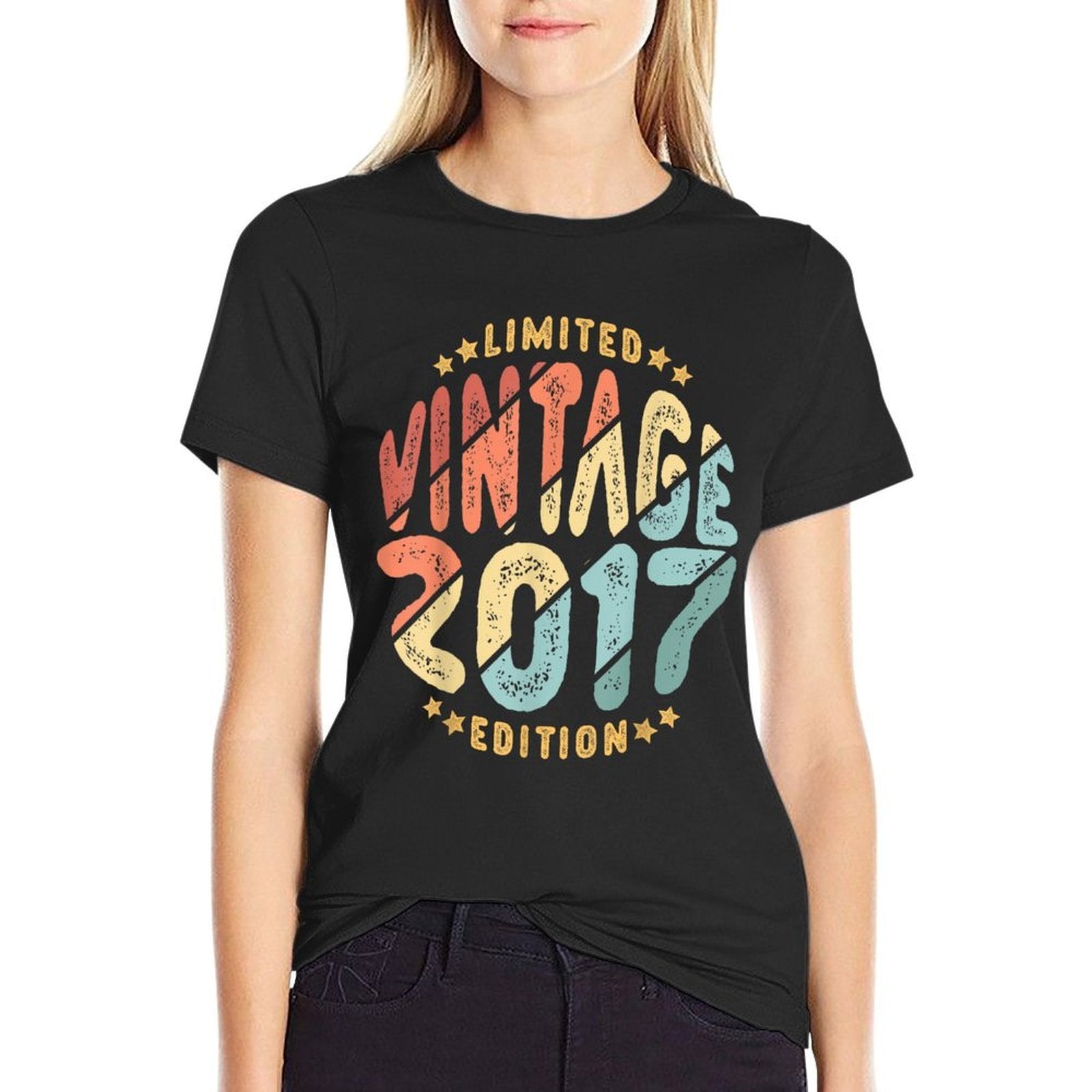 Vintage 2017 Limited Edition 7 Year Old Retro 7th Birthday  Oversized Silhouette T-Shirt