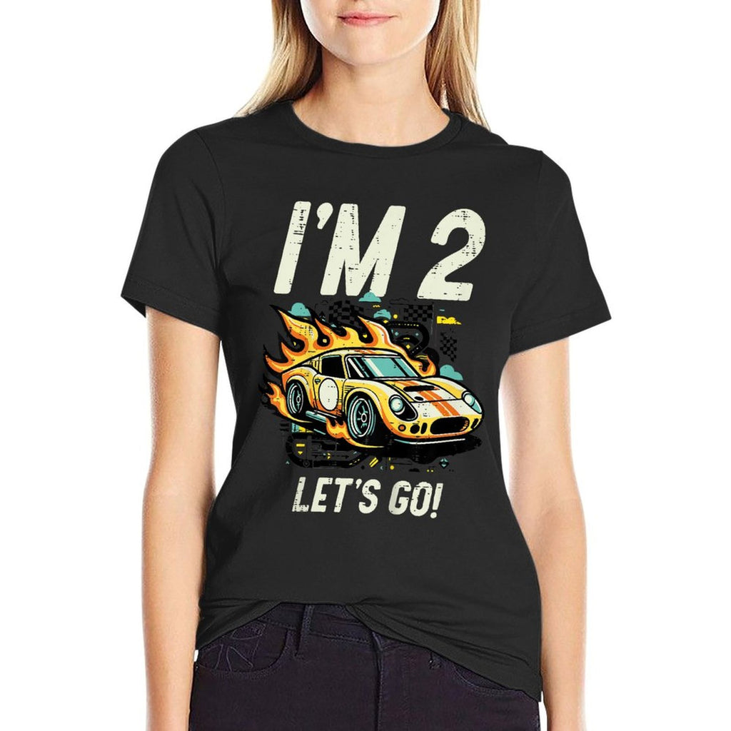 Kids 2nd Birthday Im 2 Lets Go Race Car Bday Toddler Boys Kids  Tagless Design T-Shirt