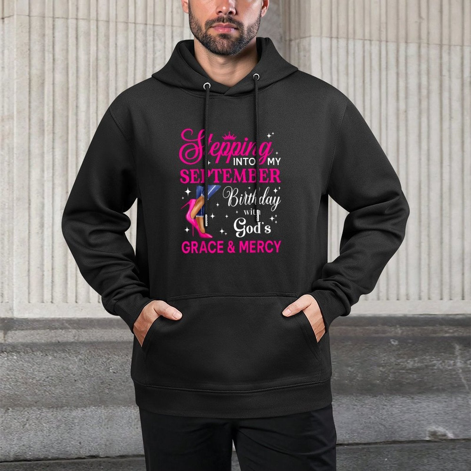 Stepping Into My September Women Girls High Heels Birthday Medium-Weight Fabric Hoodie