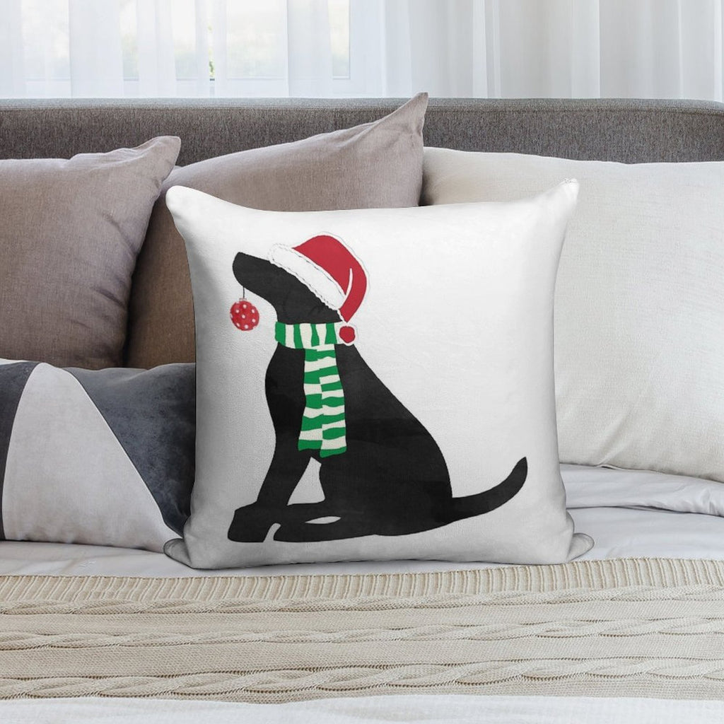 Christmas Black Lab Holiday Dog Soft Ultra-Soft Texture Throw Pillow